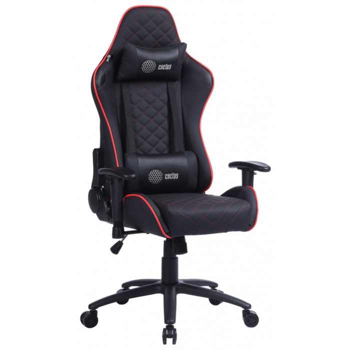 

Кресло игровое Cactus CS-CHR-030BLR, до 120 кг, экокожа, черно-красное