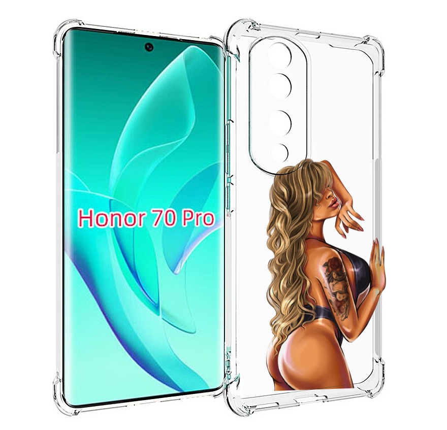 Чехол MyPads девушка-в-черном-кожаном-купальнике женский для Honor 70 Pro / 70 Pro Plus