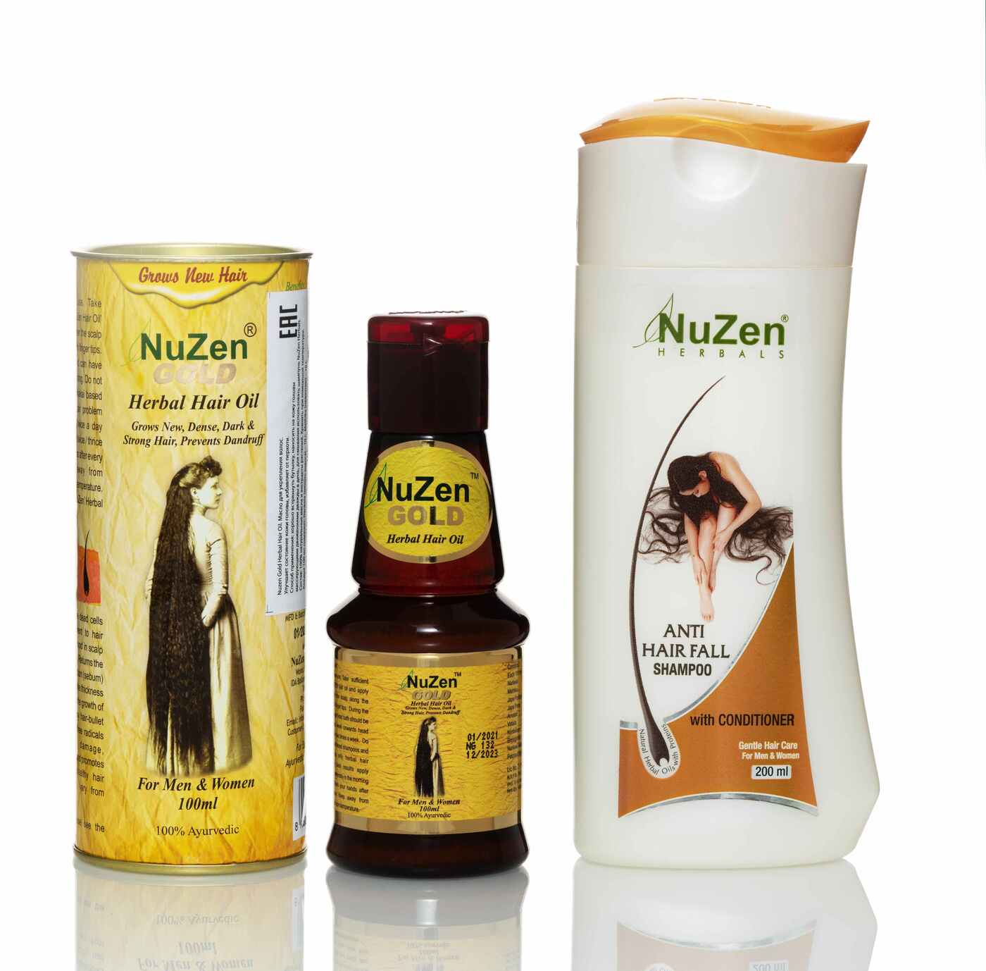 Nuzen Herbals Лечебный комплекс от выпадения волос: Масло и Шампунь-кондиционер Нузен