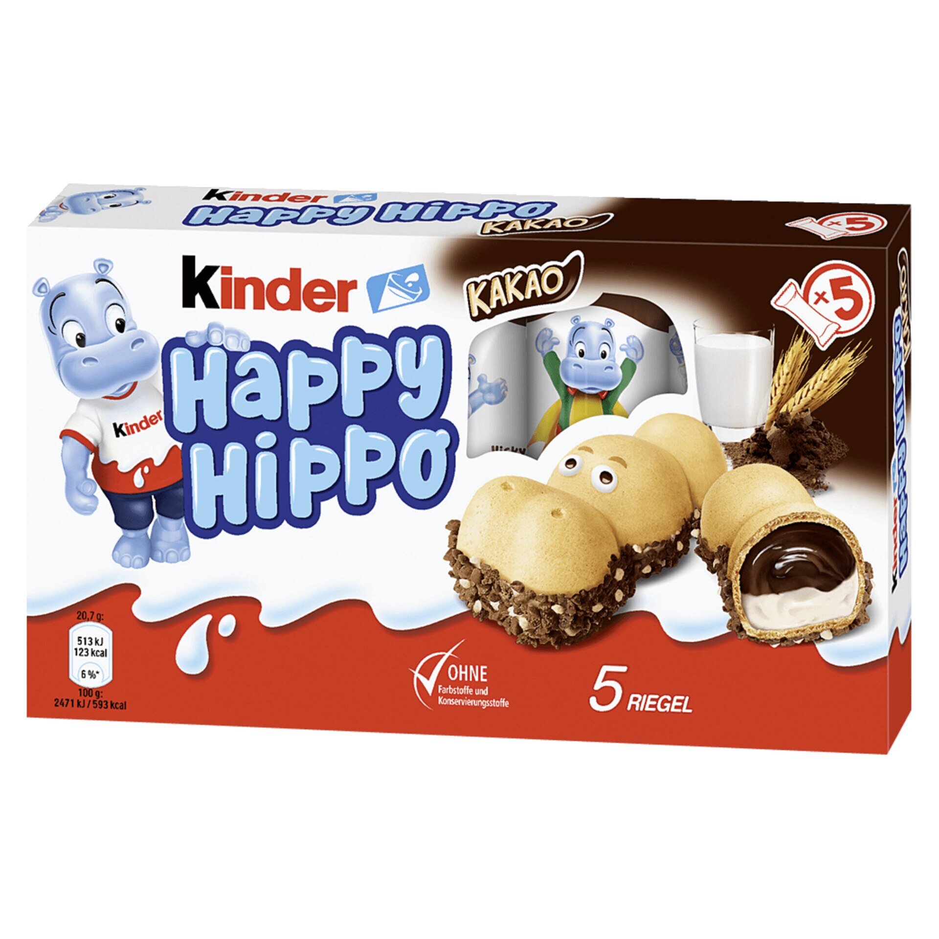 Печенье Kinder Happy Hippo Cacao Хеппи хиппо со вкусом какао (Германия), 104 г