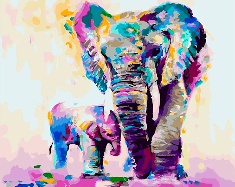 

Картина по номерам Paintboy Радужные слоны, 40x50 см, Радужные слоны