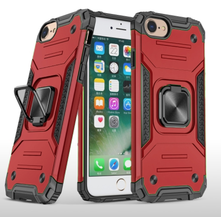 фото Противоударный чехол на iphone 6 / 7 / 8 / se 2020 / se 2022 с кольцом держателем красный nobrand