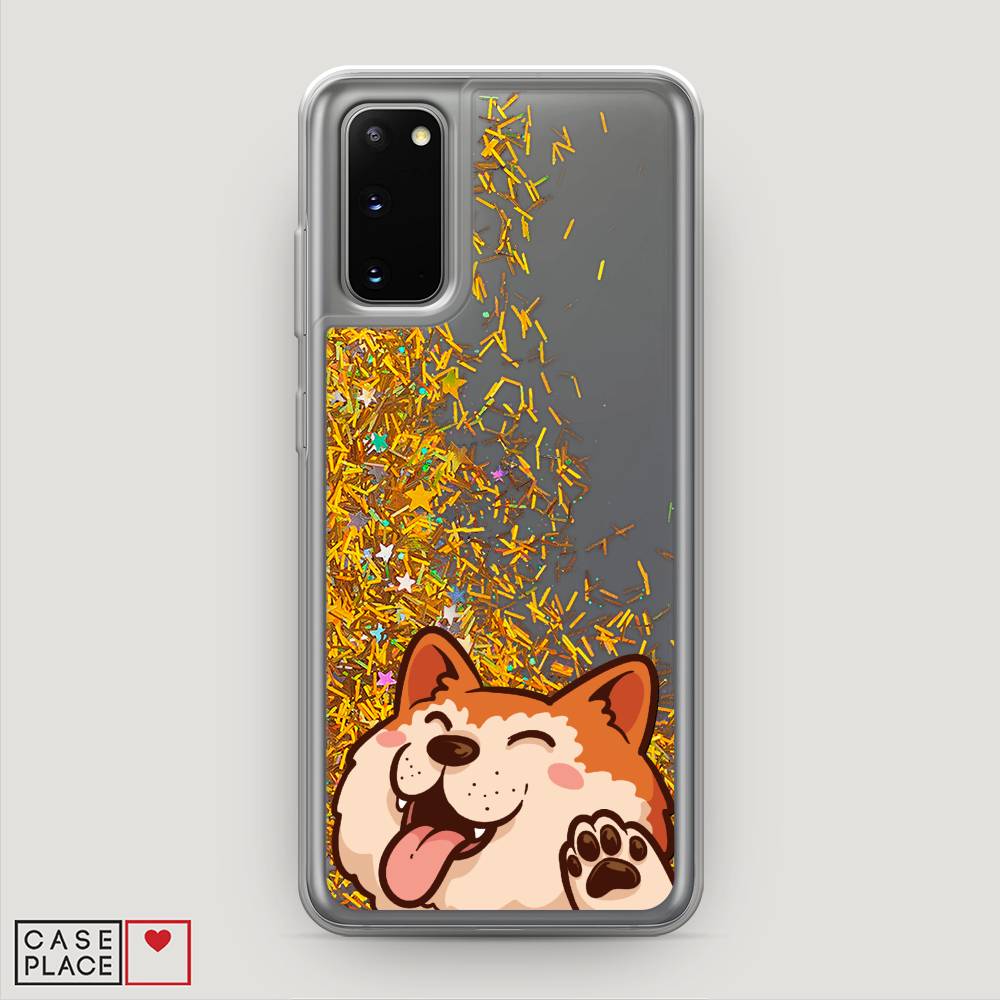 

Жидкий чехол с блестками "Акита-ину машет" на Samsung Galaxy S20, 29290-1