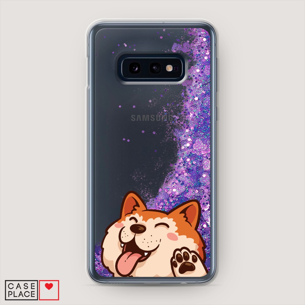 

Жидкий чехол с блестками "Акита-ину машет" на Samsung Galaxy S10E