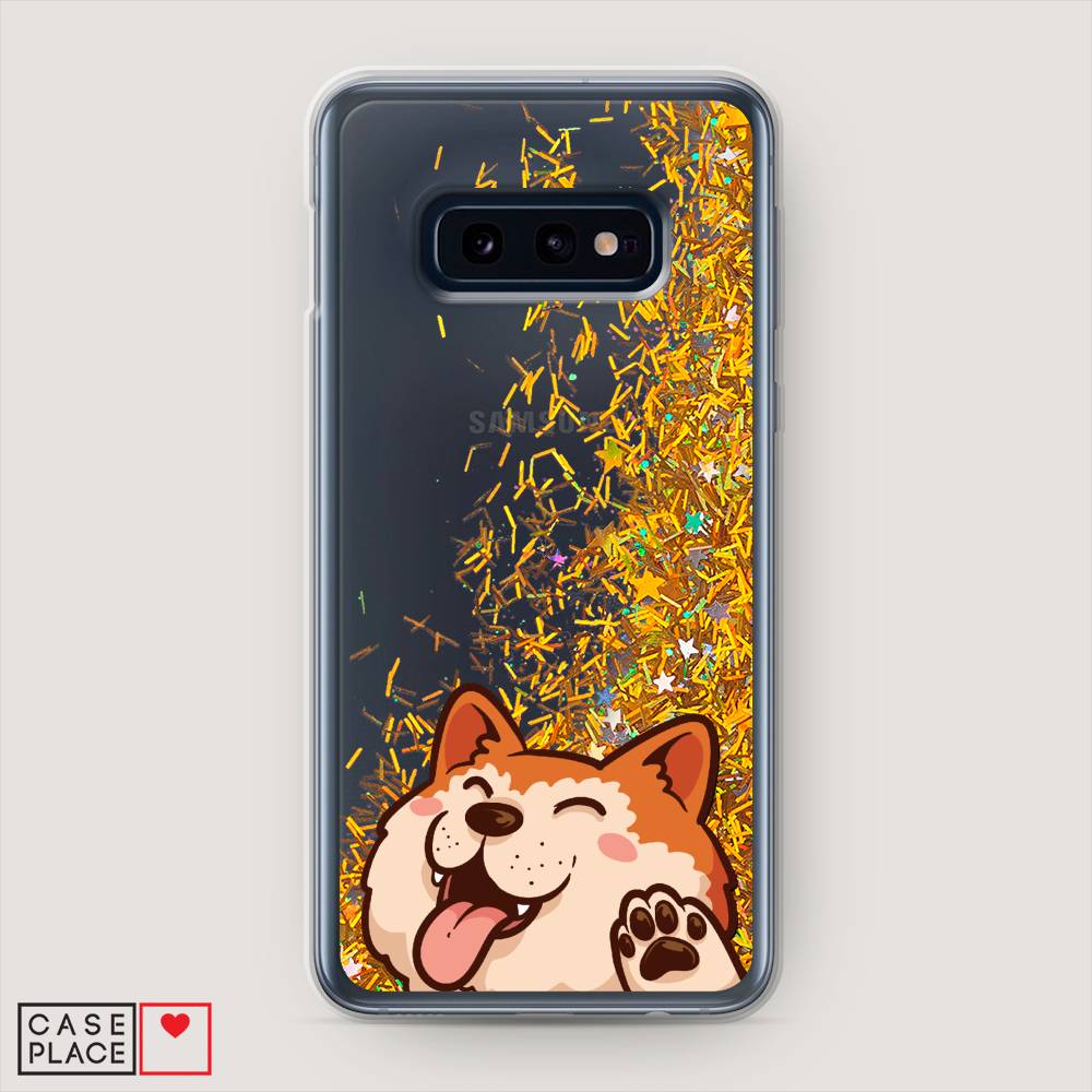 

Жидкий чехол с блестками "Акита-ину машет" на Samsung Galaxy S10E, 27290-1