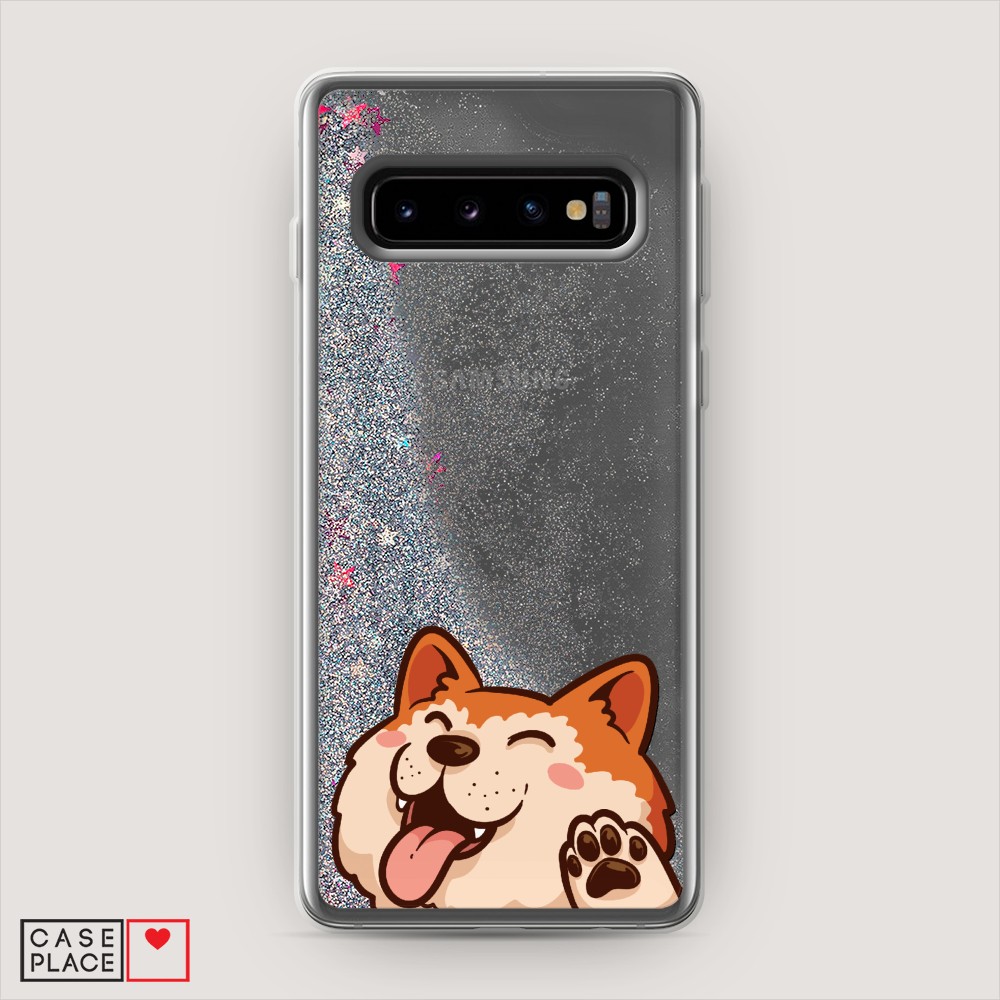 

Жидкий чехол с блестками "Акита-ину машет" на Samsung Galaxy S10 +, 27191-1