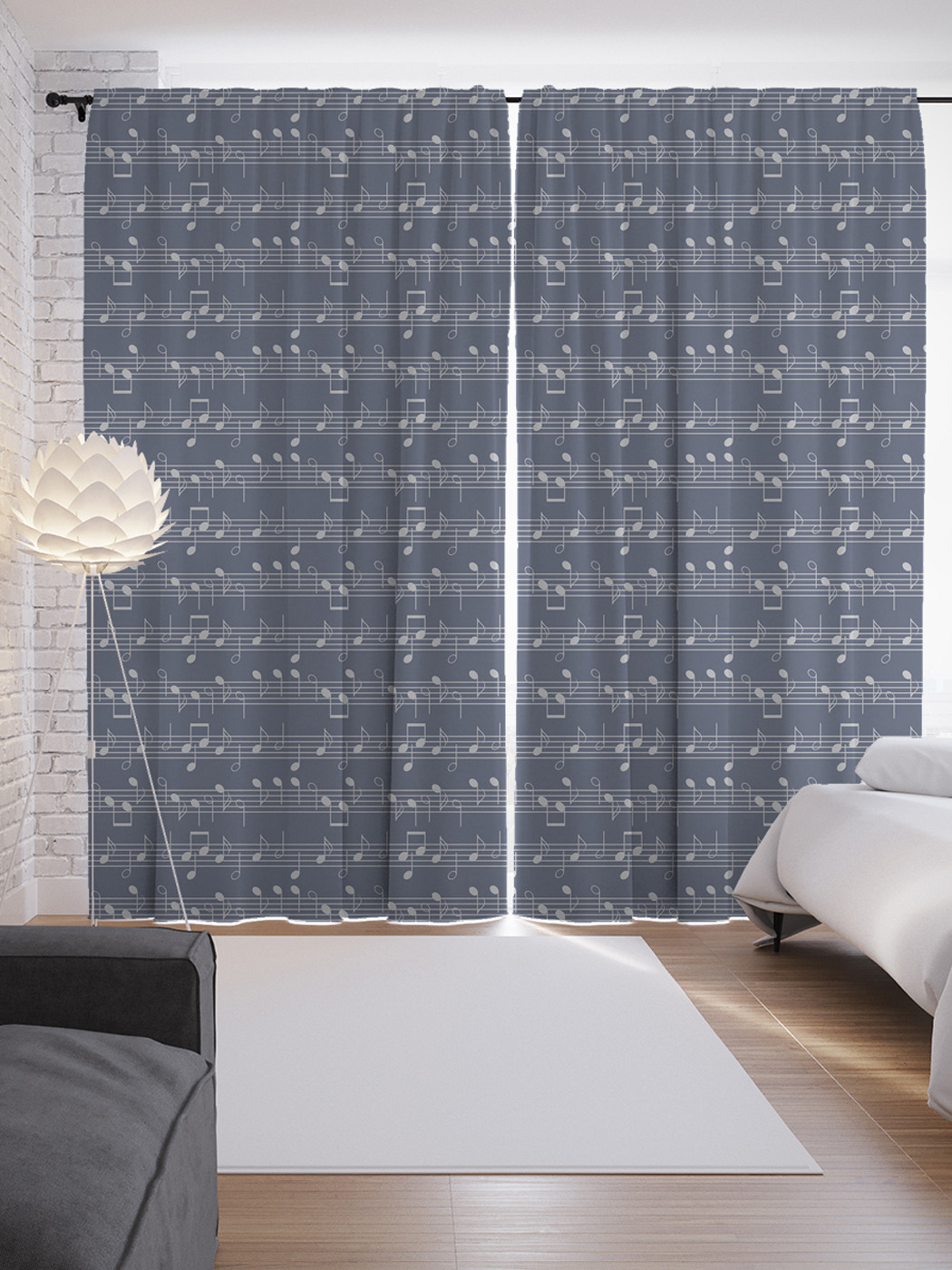 

Шторы с фотопечатью "Представь музыку" из сатена, 290х265 см