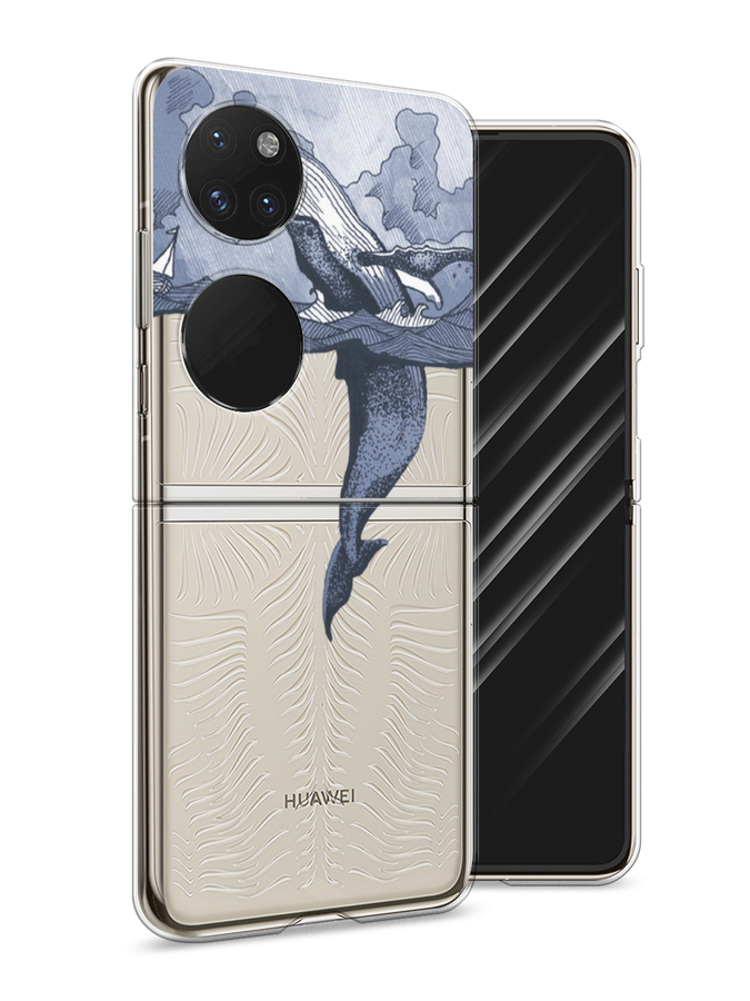 

Чехол Awog на Huawei P50 pocket "Два измерения", Голубой;черный;прозрачный, 6107450-7