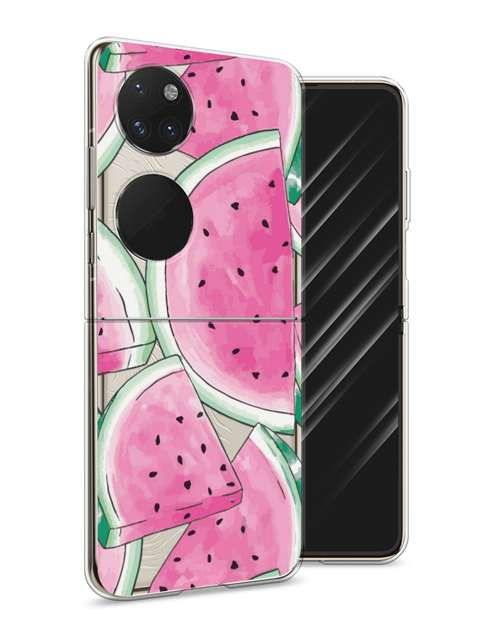 

Чехол Awog на Huawei P50 pocket "Акварельные арбузы", Зеленый;белый;розовый, 6107450-10