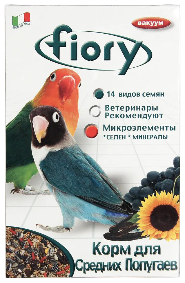 

Сухой корм для средних попугаев, Fiory, Parrocchetti African, 4 шт по 800 г
