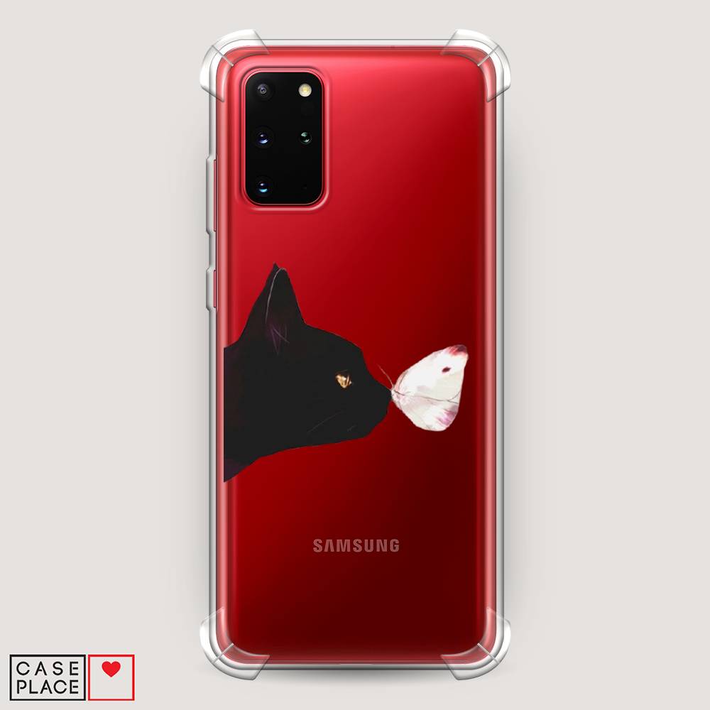 

Чехол Awog на Samsung Galaxy S20 + "Черный кот и бабочка", Бежевый;черный, 29351-1