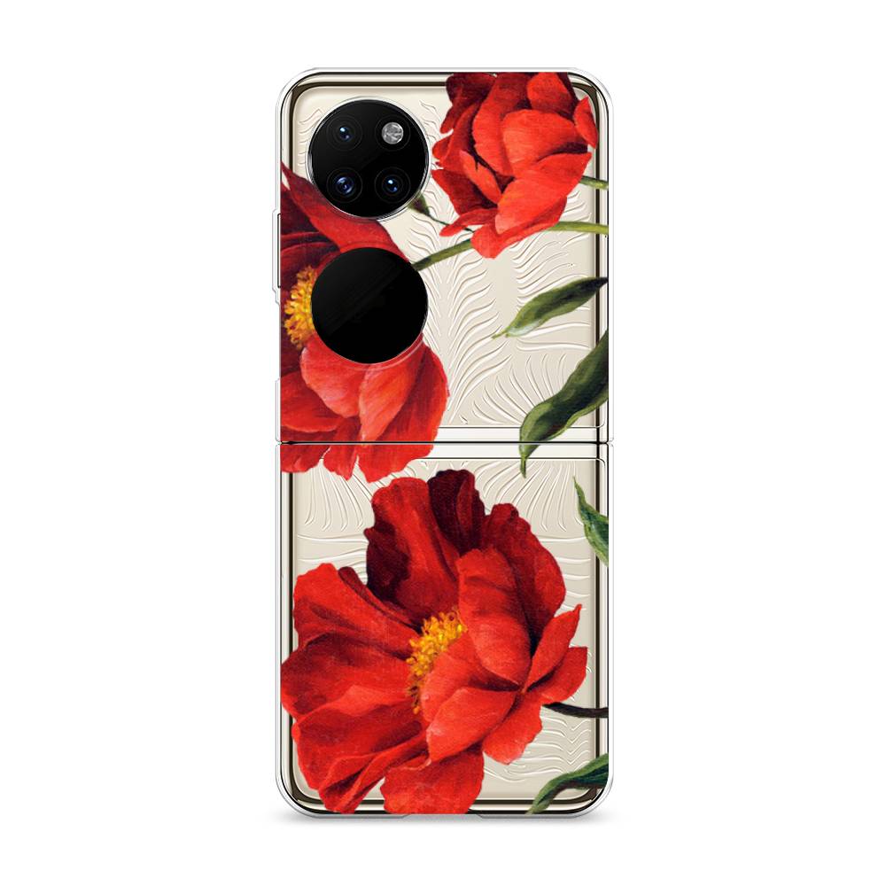 фото Чехол awog "красные маки" для huawei p50 pocket