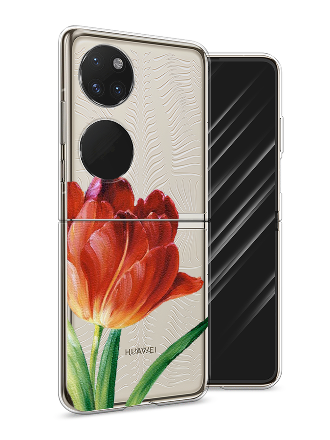 

Чехол Awog на Huawei P50 pocket "Красный тюльпан", Оранжевый;зеленый, 6107450-8