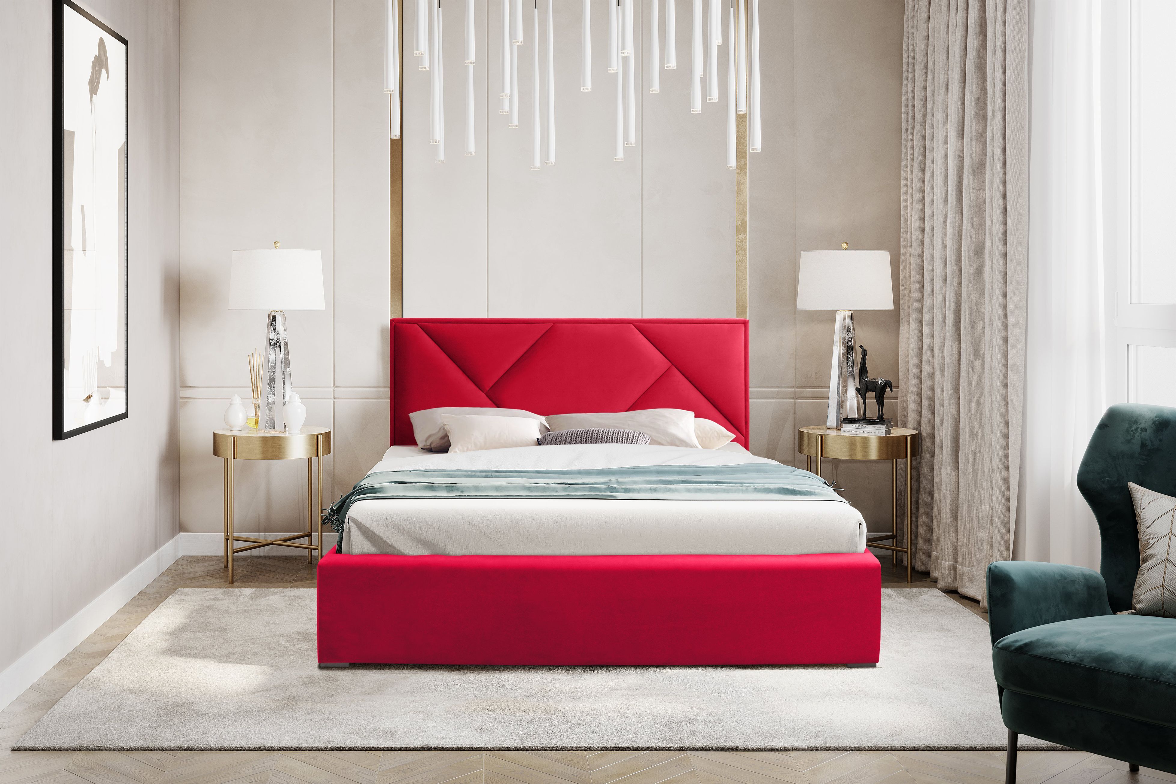 

Кровать Берёзка Ева 2 1,6м Velutto 38, Красный, Ева 2