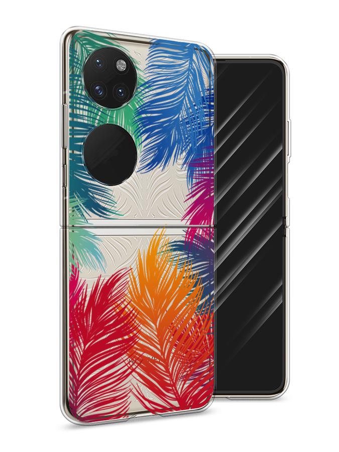 

Чехол Awog на Huawei P50 pocket "Рамка из перьев", Красный, 6107450-4