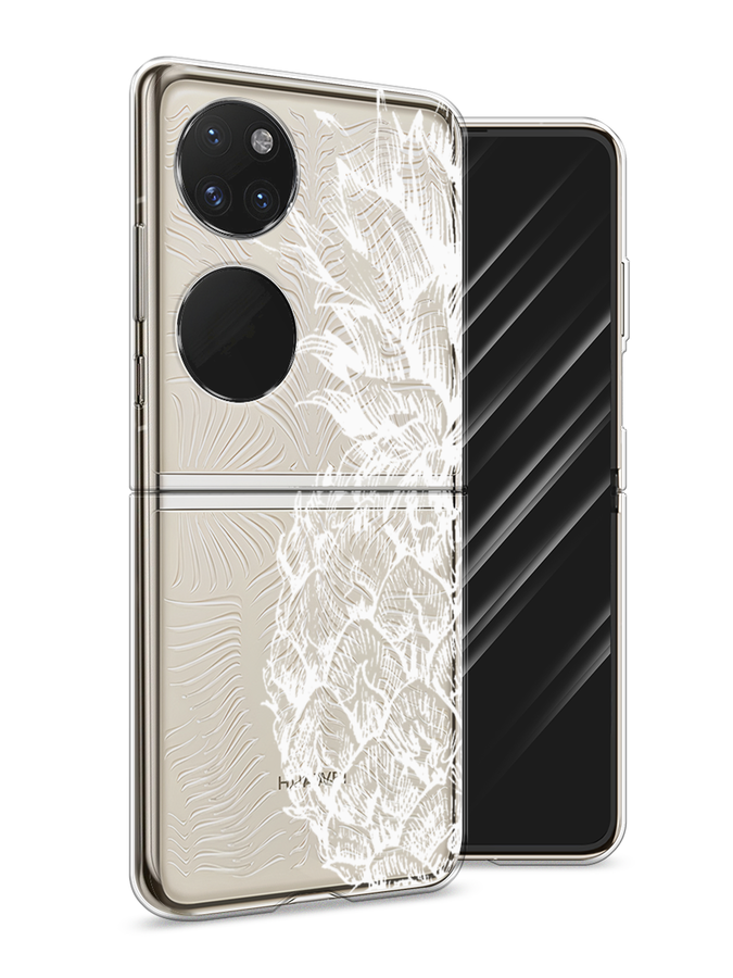 

Чехол Awog на Huawei P50 pocket "Ананас графика белая", Белый, 6107450-10