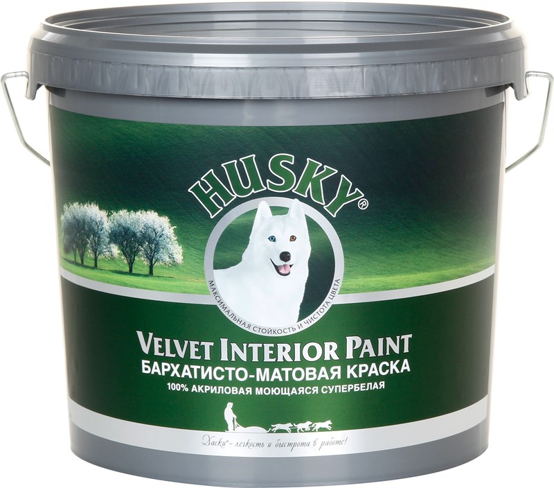 фото Краска интерьерная моющаяся husky 28723 2,5л белая бархатисто-матовая