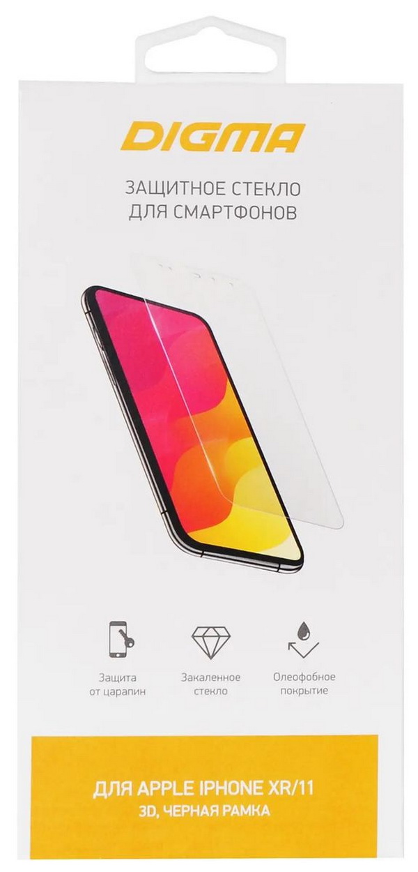 

Защитное стекло для экрана Digma 3D для Apple iPhone XR/11 3D, 1 шт dgg3ap11xa, Защитное стекло для экрана Digma 3D для Apple iPhone XR/11 3D, 1 шт [dgg3ap11xa]