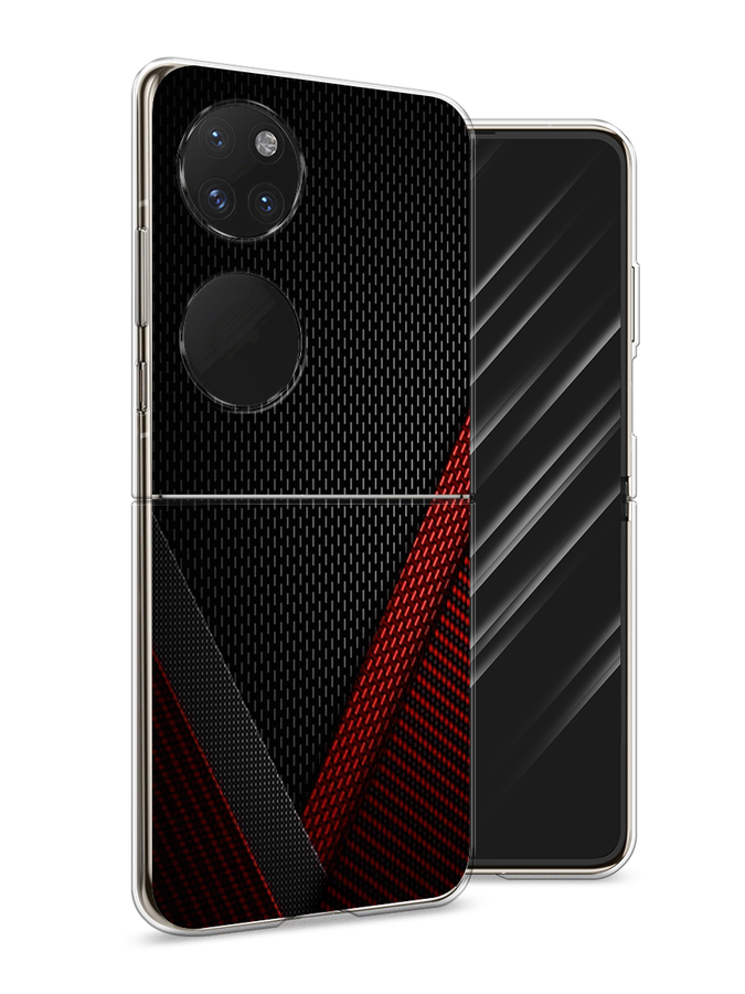 

Чехол Awog на Huawei P50 pocket "Красный карбон", Черный;красный, 6107450-3
