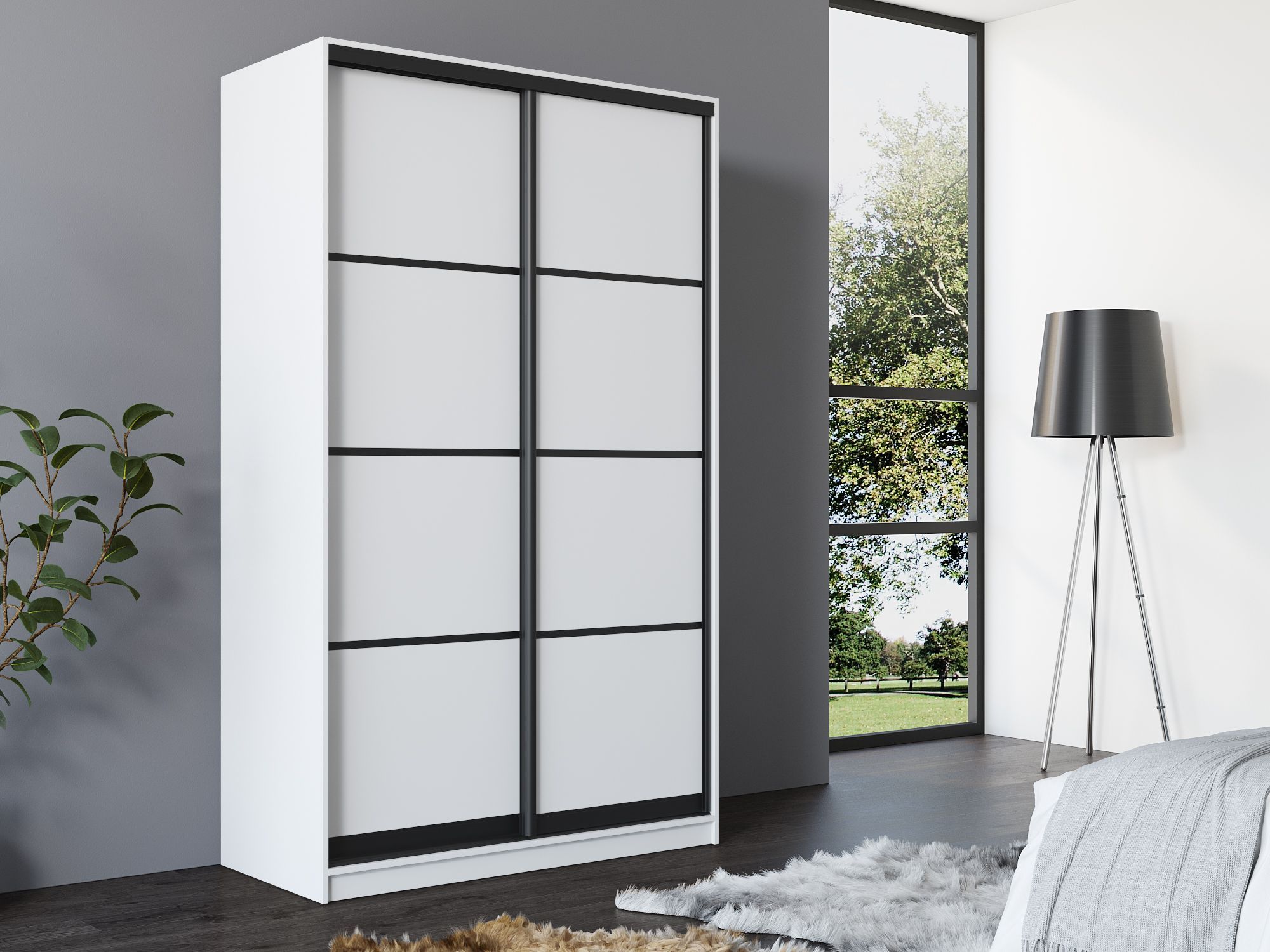 Шкаф-купе 4 сезона Амстердам глухой 120 белый/черный