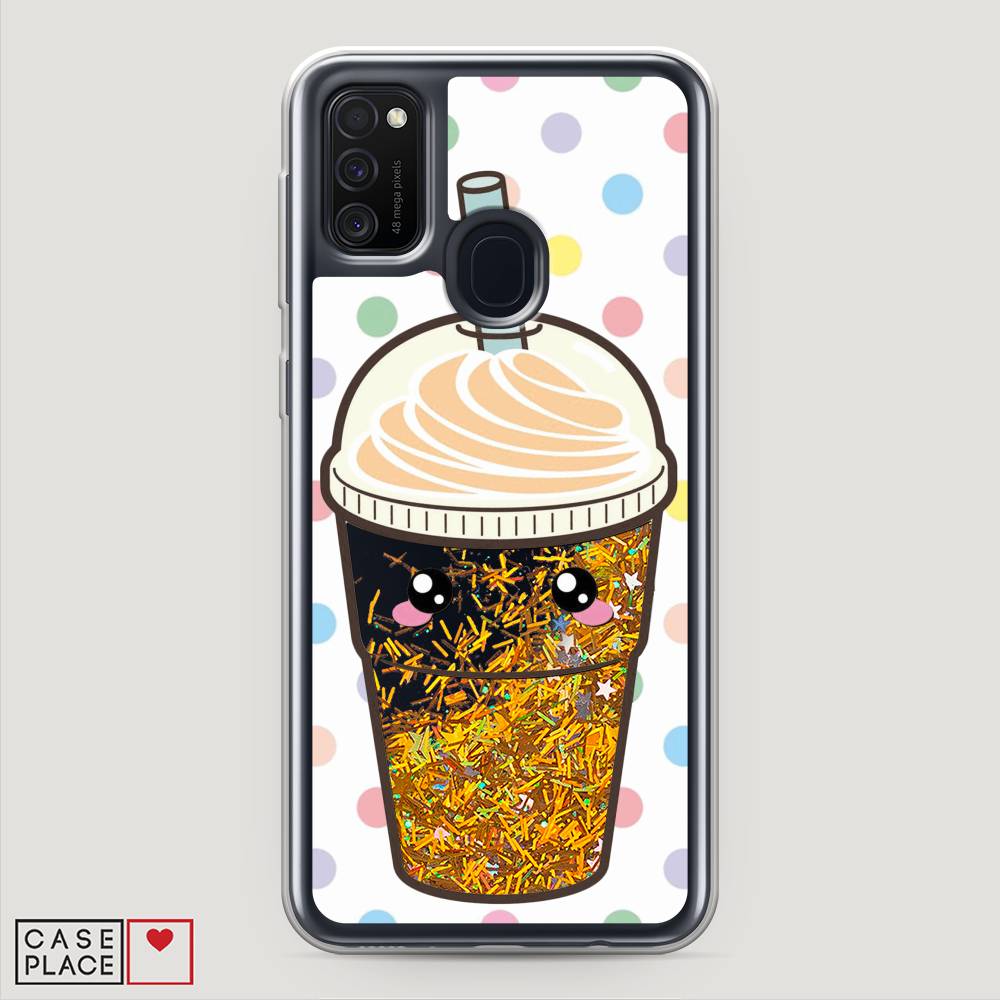 

Жидкий чехол с блестками "Милый стакан" на Samsung Galaxy M21, 29790-1