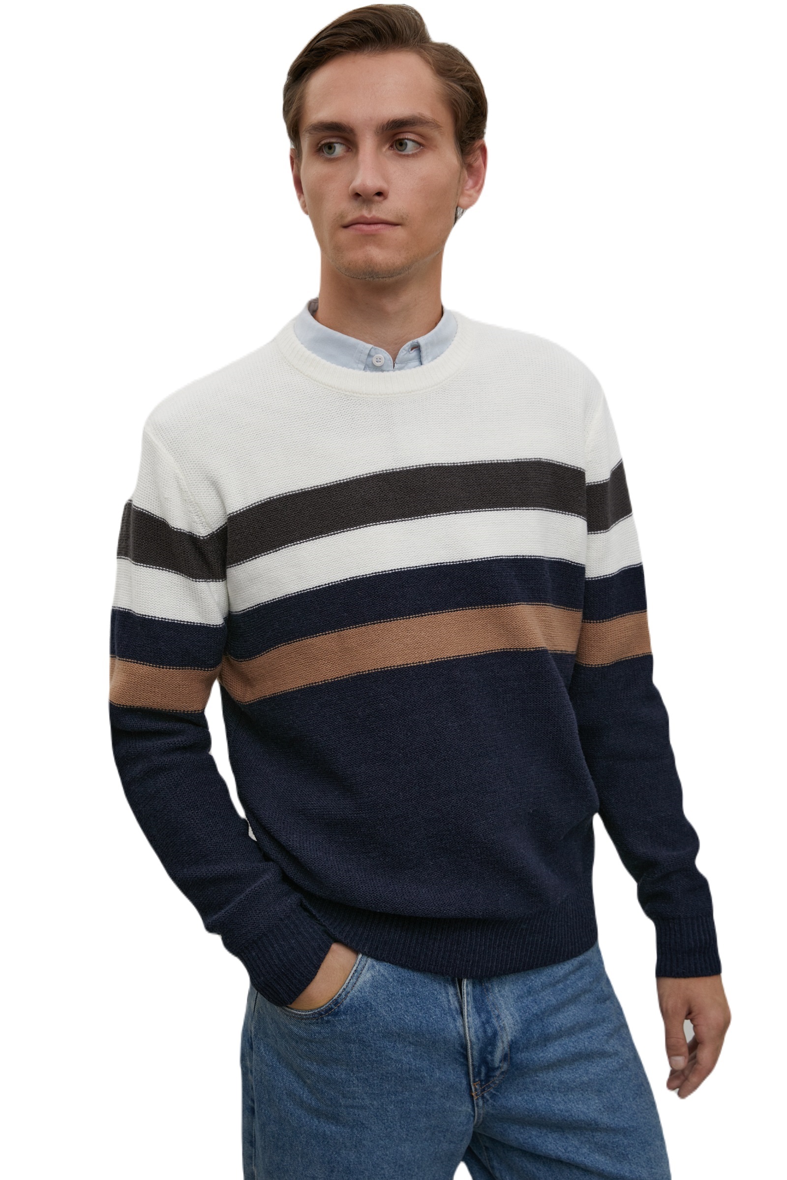 

Джемпер мужской Finn Flare FAC22106 синий 2XL, FAC22106