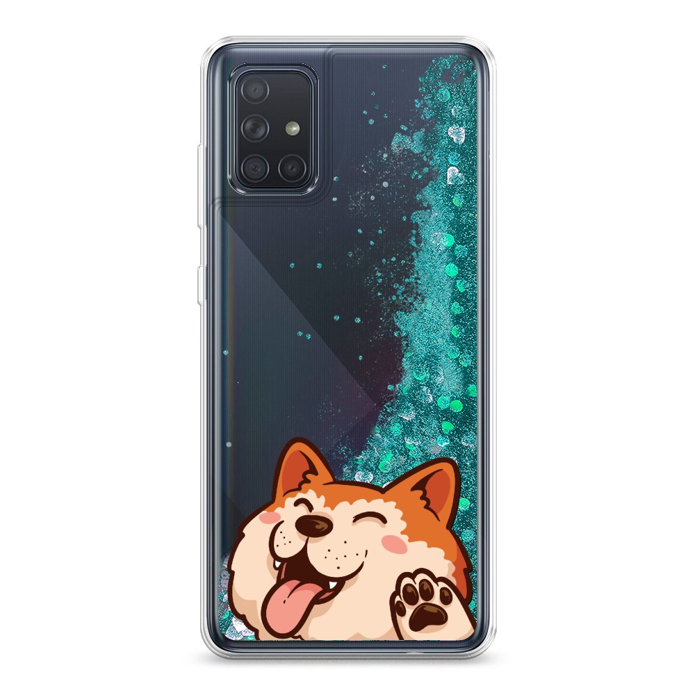 

Жидкий чехол с блестками "Акита-ину машет" на Samsung Galaxy A71, 29095-1