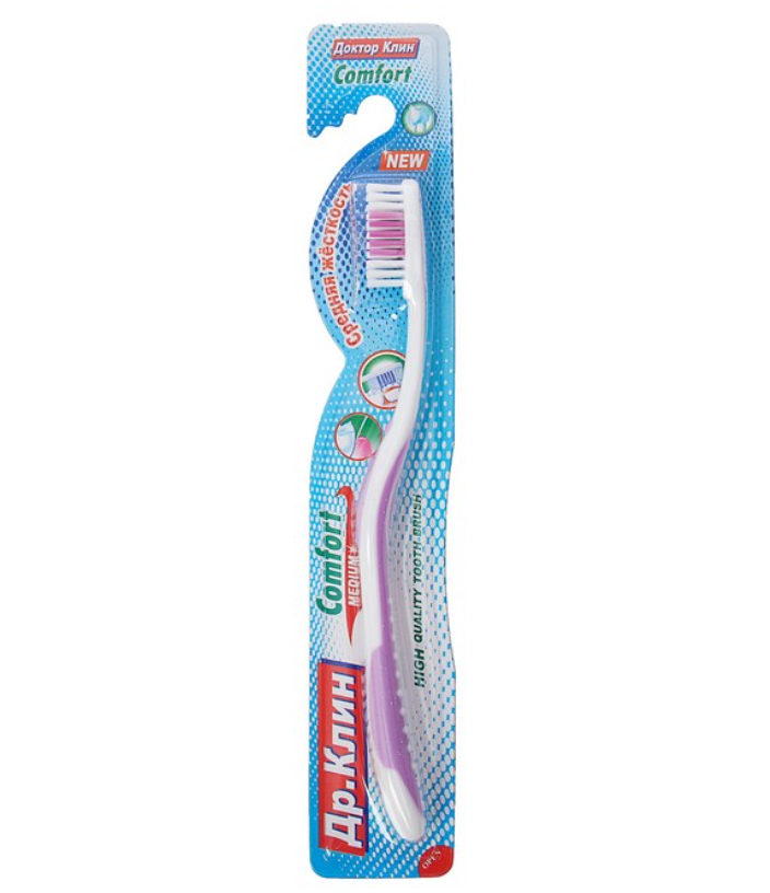 Зубная щётка Dr Clean Comfort средняя жёсткость, цвет в ассортименте зубная щетка вкусвилл классическая средняя в ассортименте