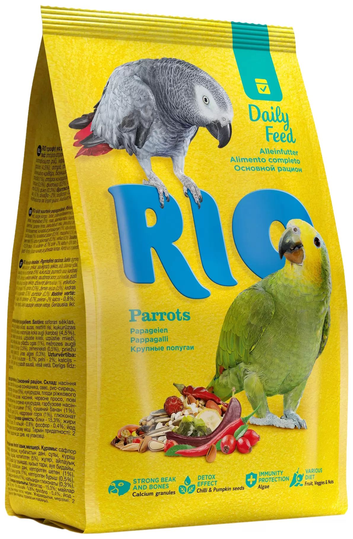 

Сухой корм для крупных попугаев RIO PARROTS, 4 шт по 1 кг