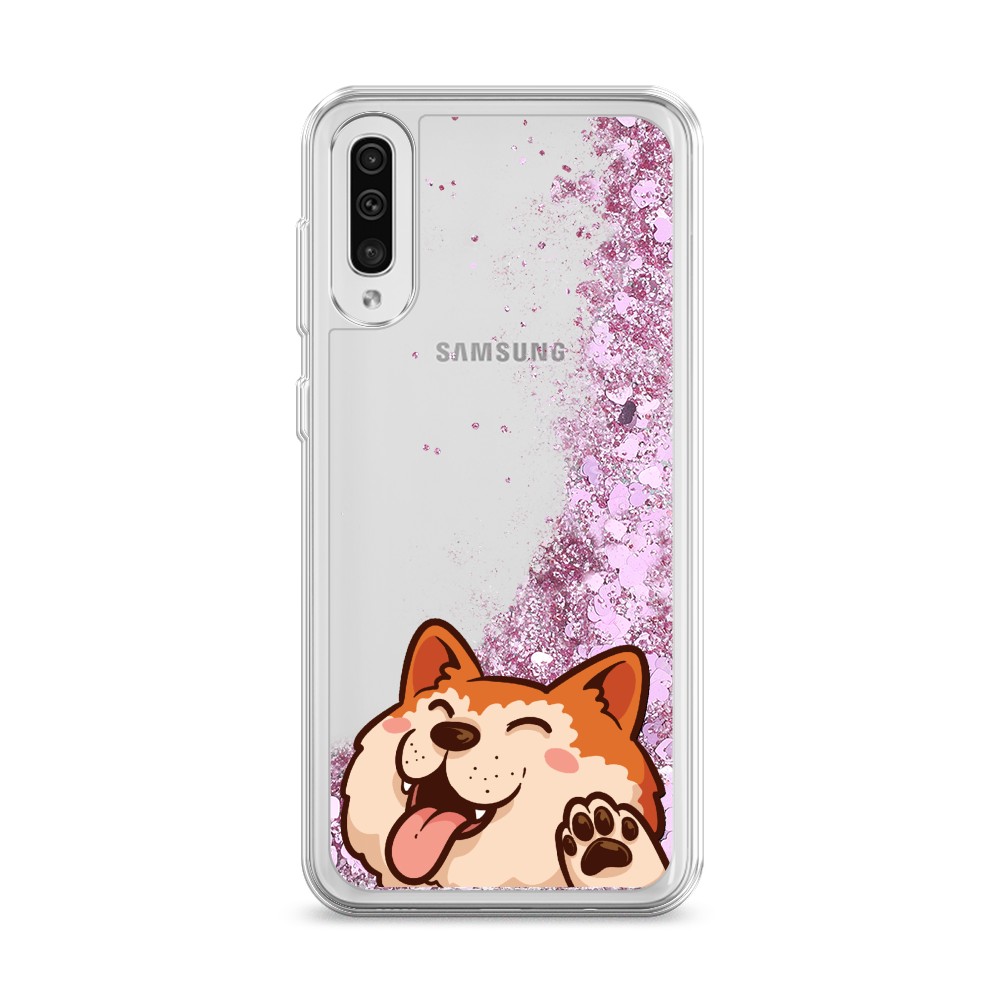 

Жидкий чехол с блестками "Акита-ину машет" на Samsung Galaxy A50