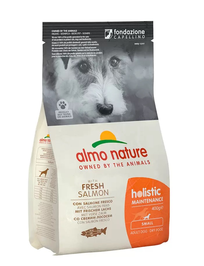 

Сухой корм для собак маленьких пород Almo Nature с лососем, 6 шт по 0,4 кг
