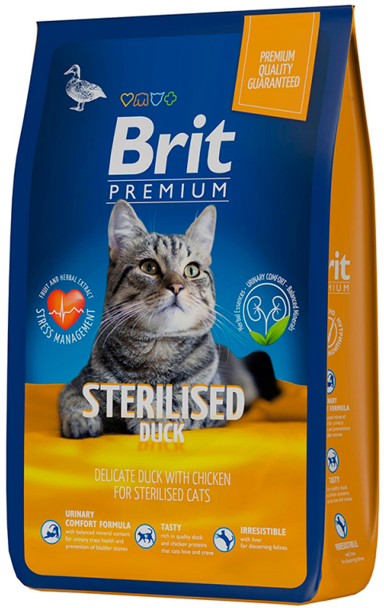 

Сухой корм для кошек Brit Premium с уткой и курицей, 2 шт по 0,4 кг