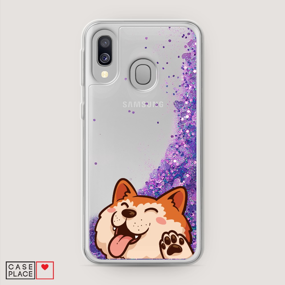 

Жидкий чехол с блестками "Акита-ину машет" на Samsung Galaxy A40