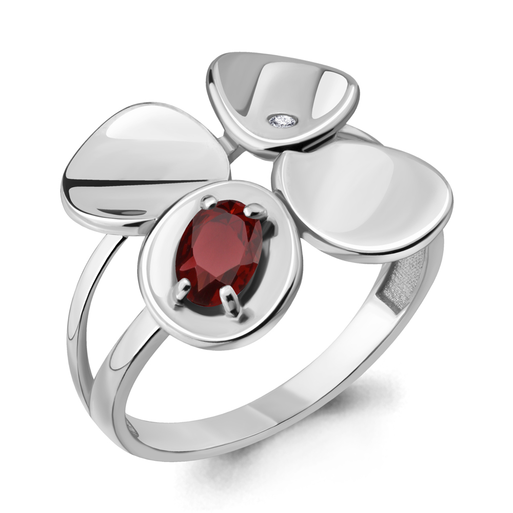 

Кольцо из серебра с гранатом р.  Aquamarine 6918403А_925_р, 6918403А_925_р