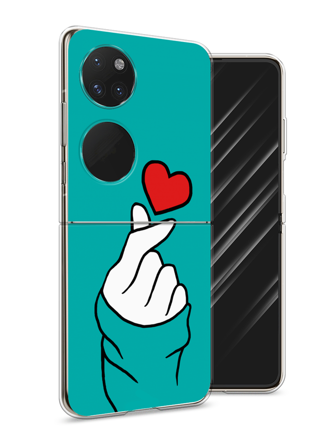 

Чехол Awog на Huawei P50 pocket "Маленькое сердечко", Голубой;белый;красный, 6107450-7