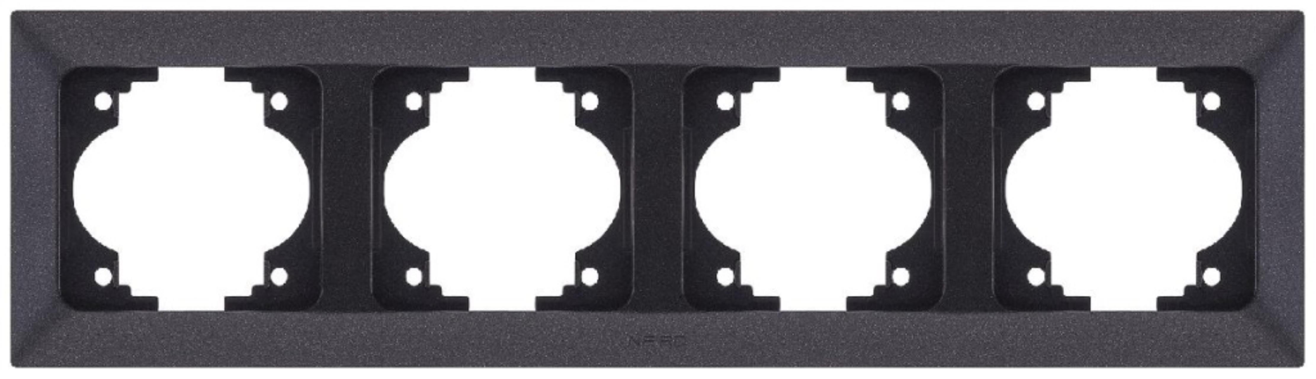 Рамка электроустановочная горизонтальная NE-AD Aras 4 поста черный