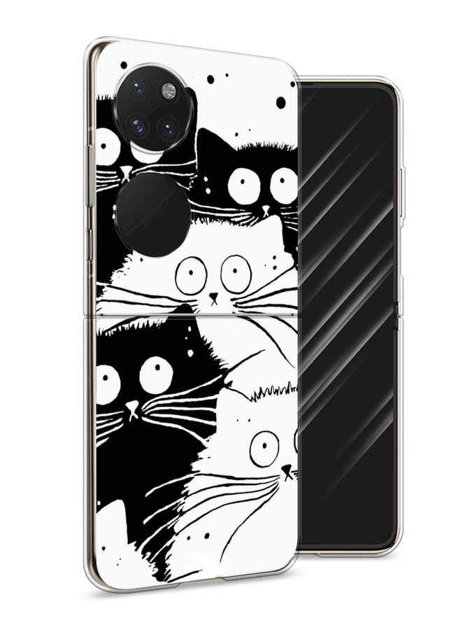 

Чехол Awog на Huawei P50 pocket "Коты черно-белые", Черный;белый, 6107450-2
