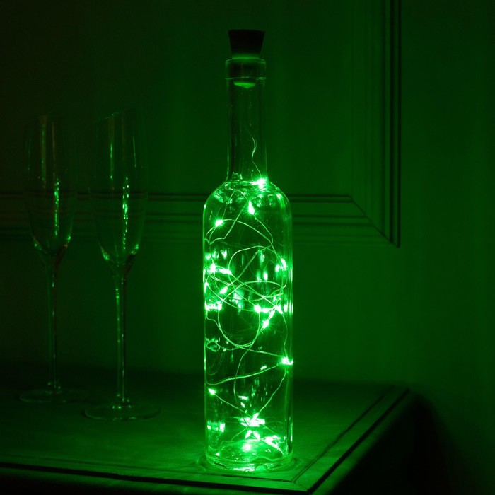 

Гирлянда «Нить» 2 м роса с пробкой, IP44, 20 LED, свечение зелёное, солнечная батарея