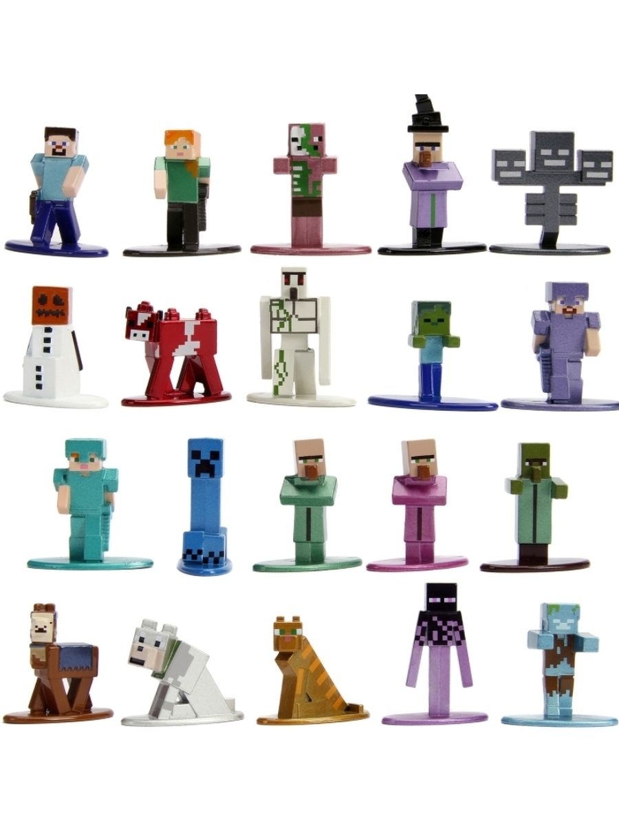 фото Набор фигурок minecraft dungeons: nano metalfigs – wave 2 1.65" (20 шт.) jada toys