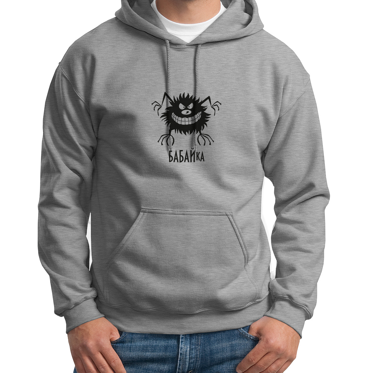 

Худи унисекс CoolPodarok Бабайка ( Черная клякса) серое 44 RU, Серый, 4S042189