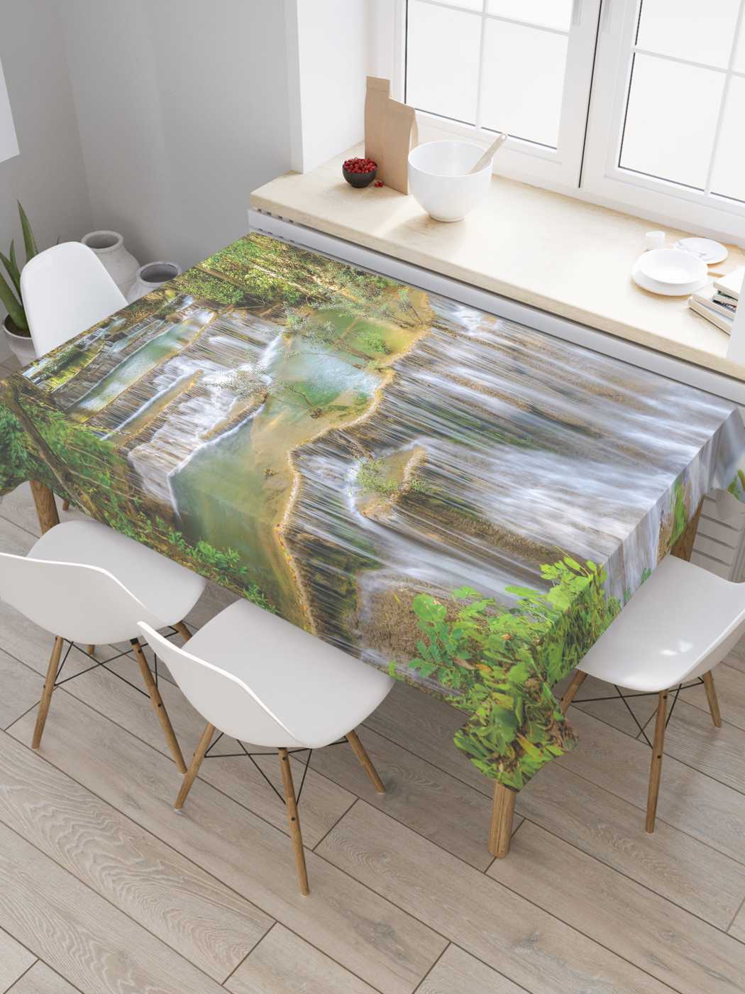 

Скатерть прямоугольная JoyArty "Пологая река" из оксфорда, 180x145 см, Зеленый, Пологая река
