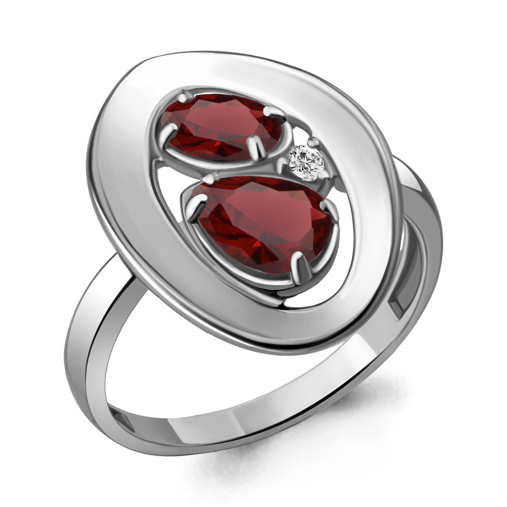 

Кольцо из серебра с гранатом р.  Aquamarine 6918303А_925_р, 6918303А_925_р
