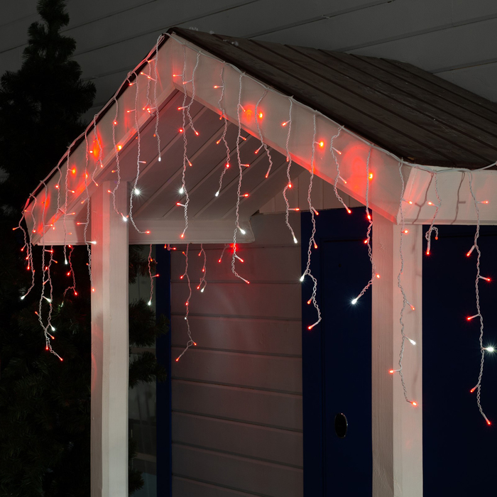 

Гирлянда «Бахрома» 3  0.6 м, IP44, УМС, белая нить, 160 LED, свечение красное, 220 В
