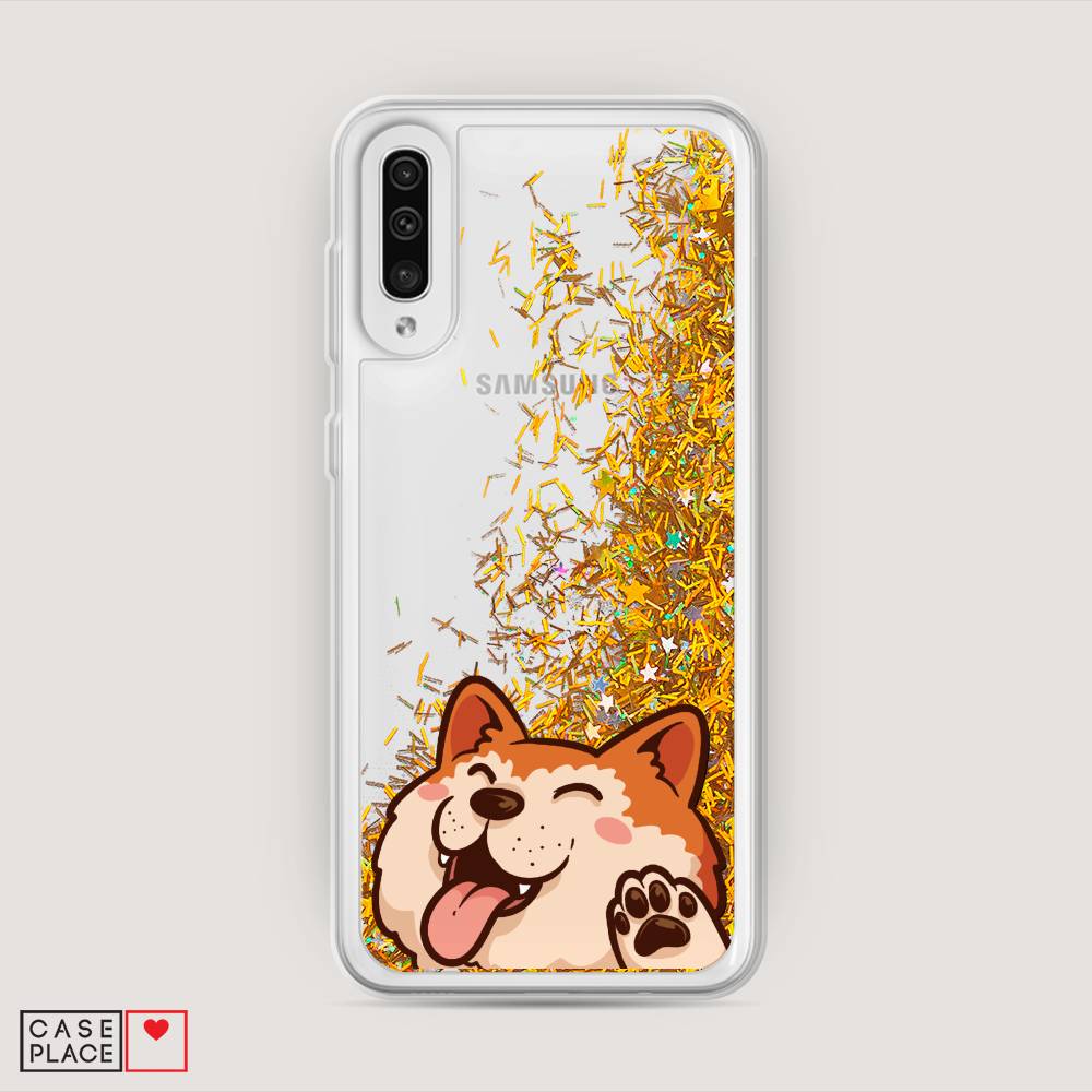 

Жидкий чехол с блестками "Акита-ину машет" на Samsung Galaxy A30s, 28890-1