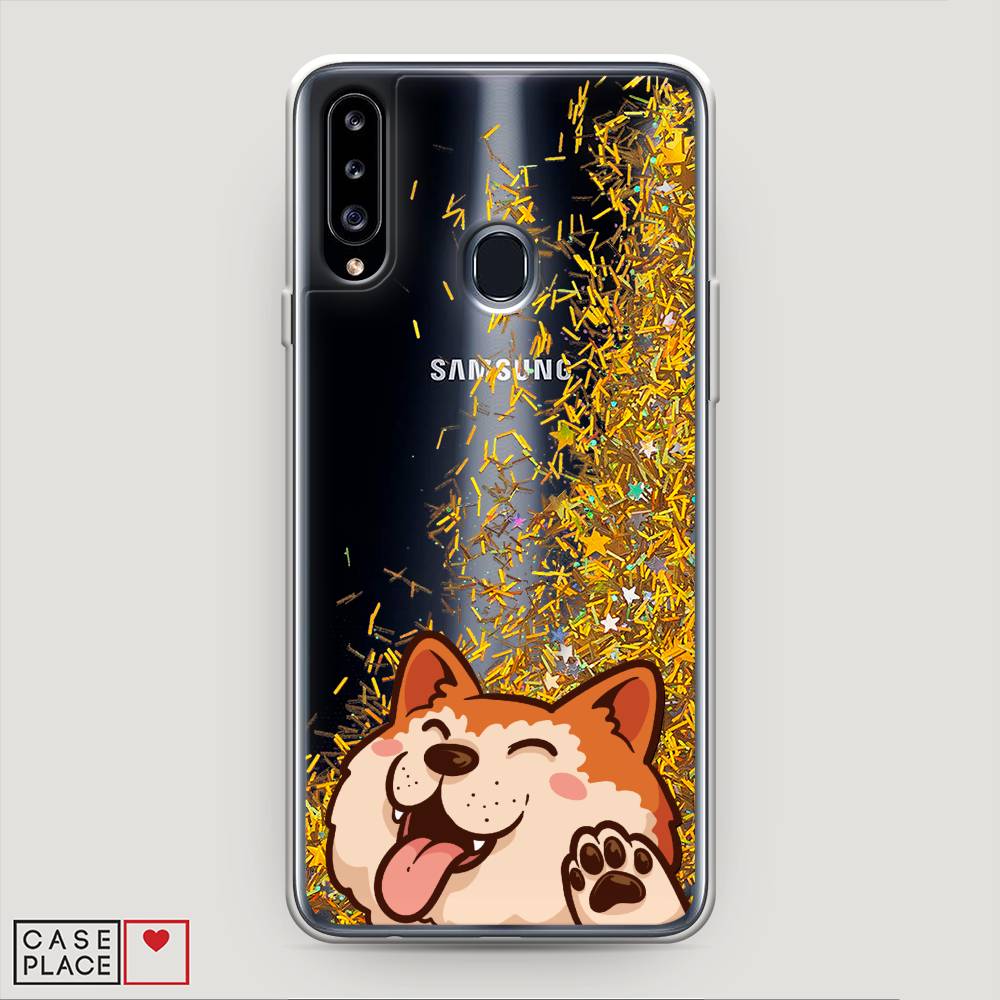

Жидкий чехол с блестками "Акита-ину машет" на Samsung Galaxy A20s, 2100890-1