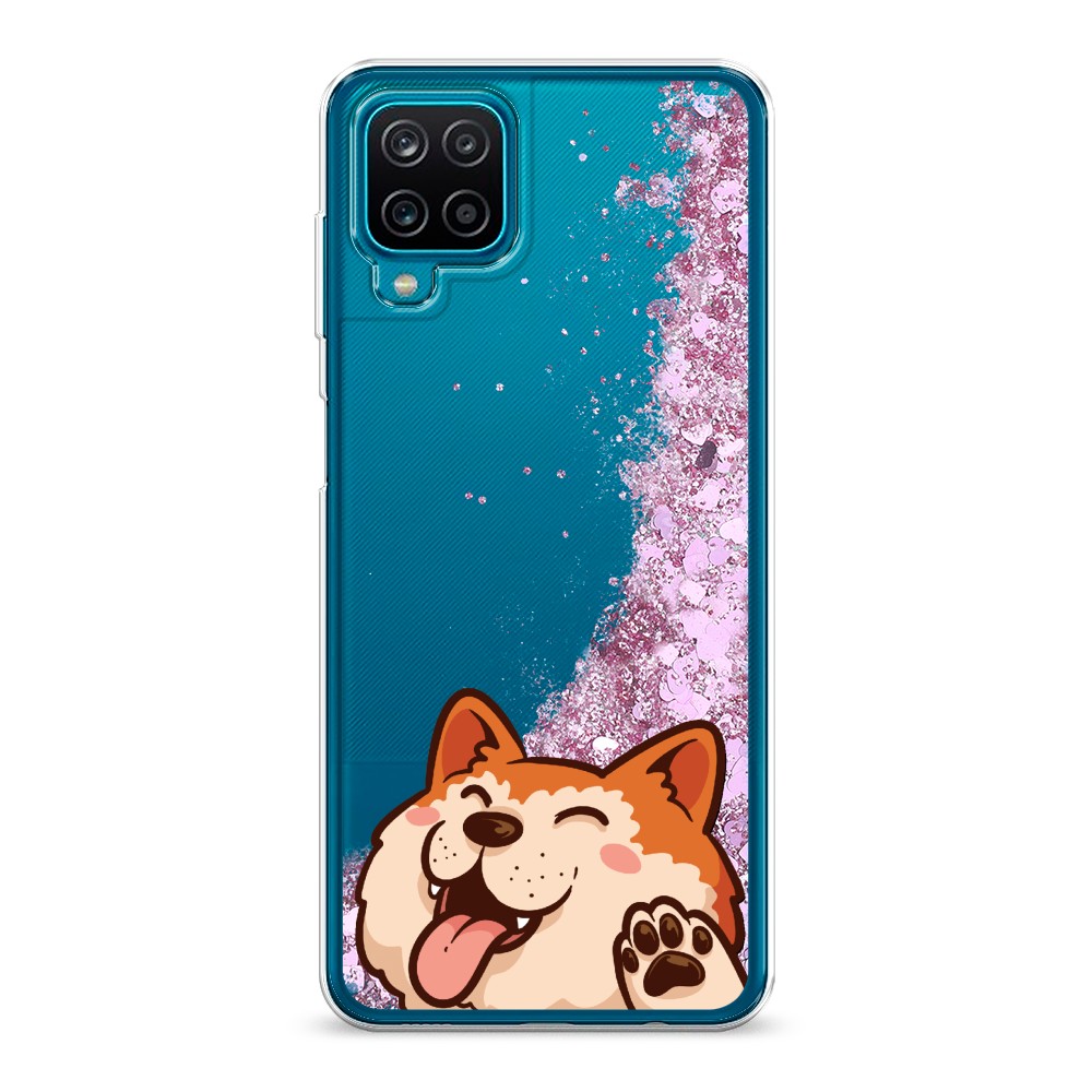 

Жидкий чехол с блестками "Акита-ину машет" на Samsung Galaxy A12