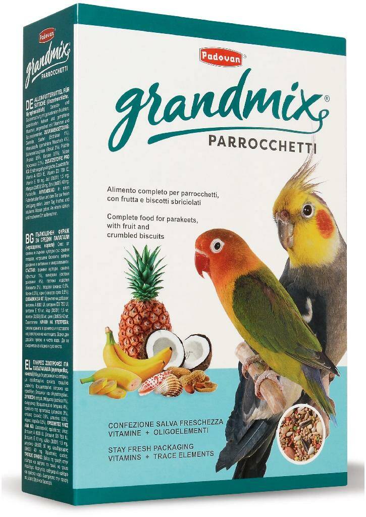 Корм для средних попугаев PADOVAN GRANDMIX PARROCCHETTI, 2 шт по 400 г