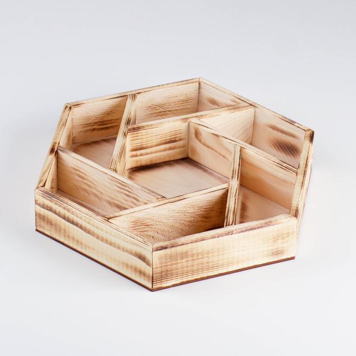 Ящик деревянный Шестигранник с перегородками 28х24,5х5 см, цвет экзотик