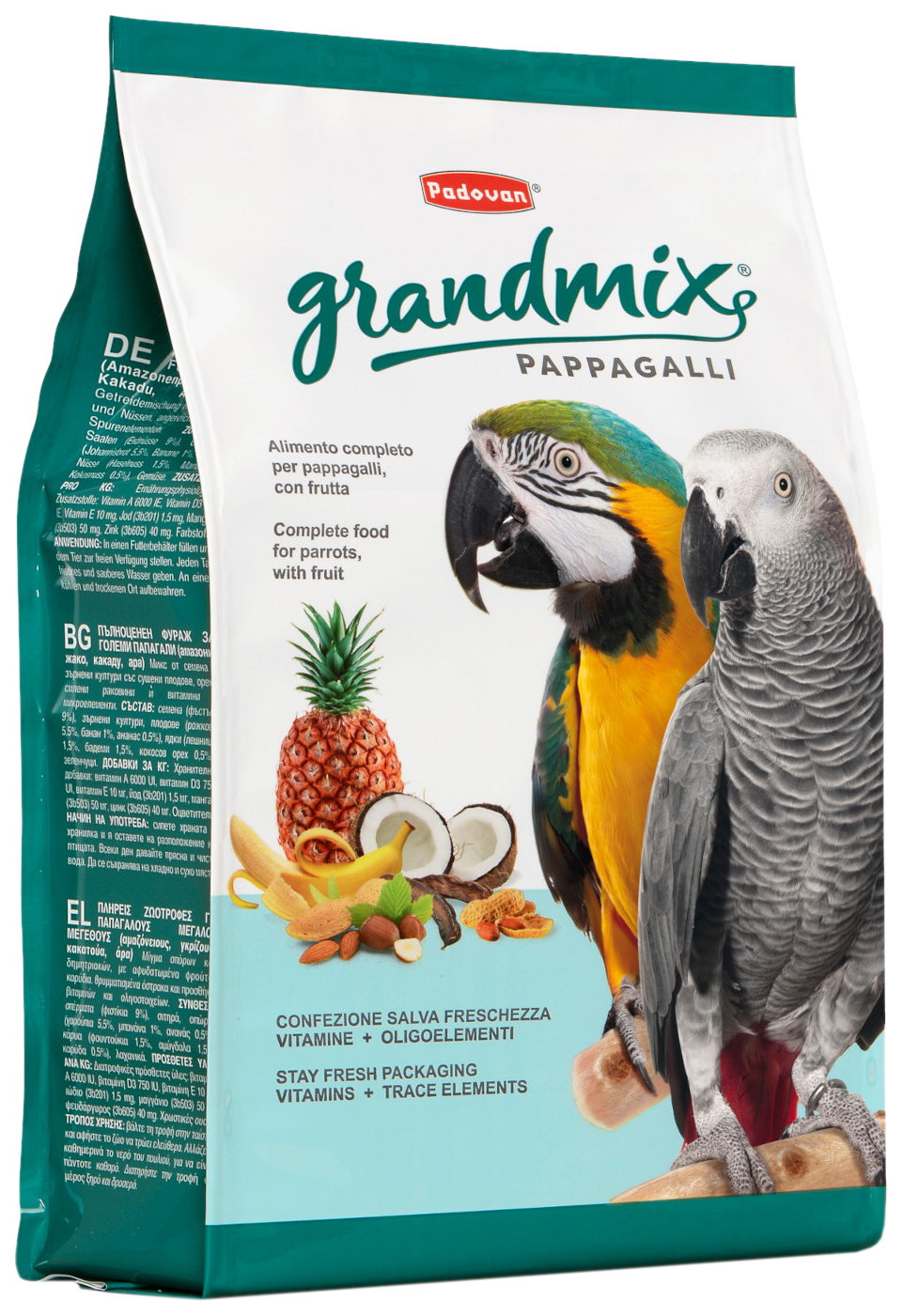 

Сухой корм для крупных попугаев PADOVAN GRANDMIX PAPPAGALLI, 2 шт по 2 кг