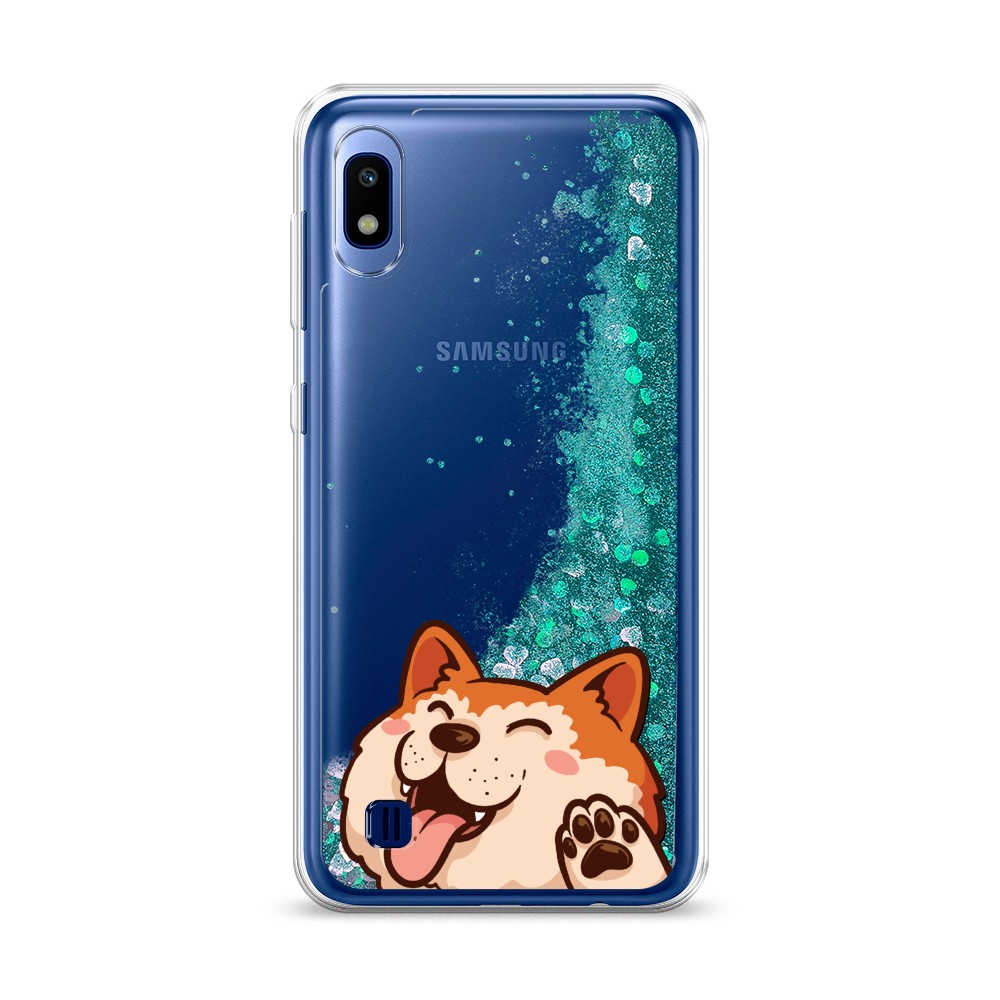 

Жидкий чехол с блестками "Акита-ину машет" на Samsung Galaxy A10